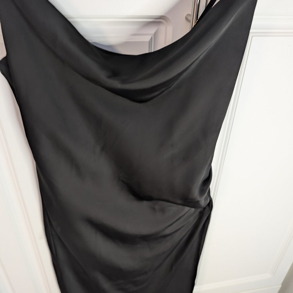Altar’d State Black Satin Cowl Neck Ruched Maxi Dress S Bias Cut Whimsigoth NWT - Picture 3 of 14